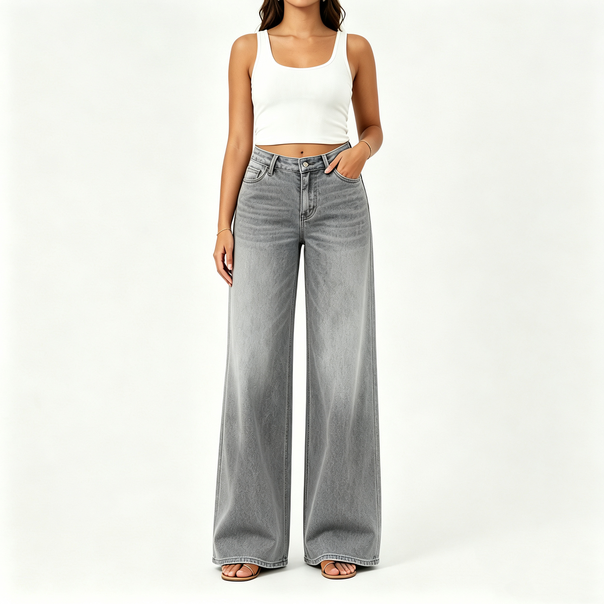 🤲Rise Baggy Stretchy Wide Leg Jeans