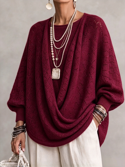 🤲LAST DAY SAVE 49% ⏰Knit Top With A Cowl Neck, Cut-out Details, And Lantern Sleeves.