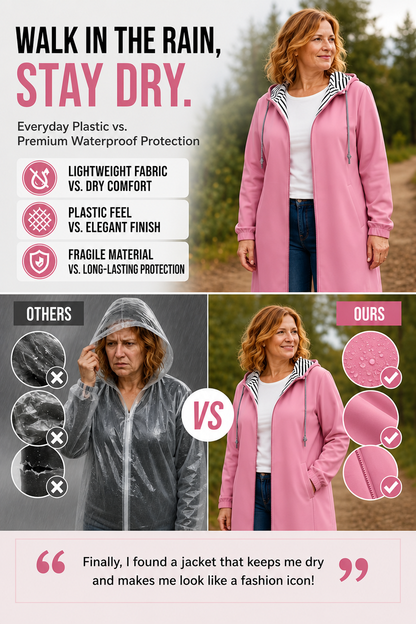 Women's Casual Waterproof Hooded Jacket | Lightweight Rain Windbreaker