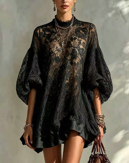 🤲LAST DAY SAVE 49% ⏰Stylish And Elegant Floral Lace Loose Mini Dress
