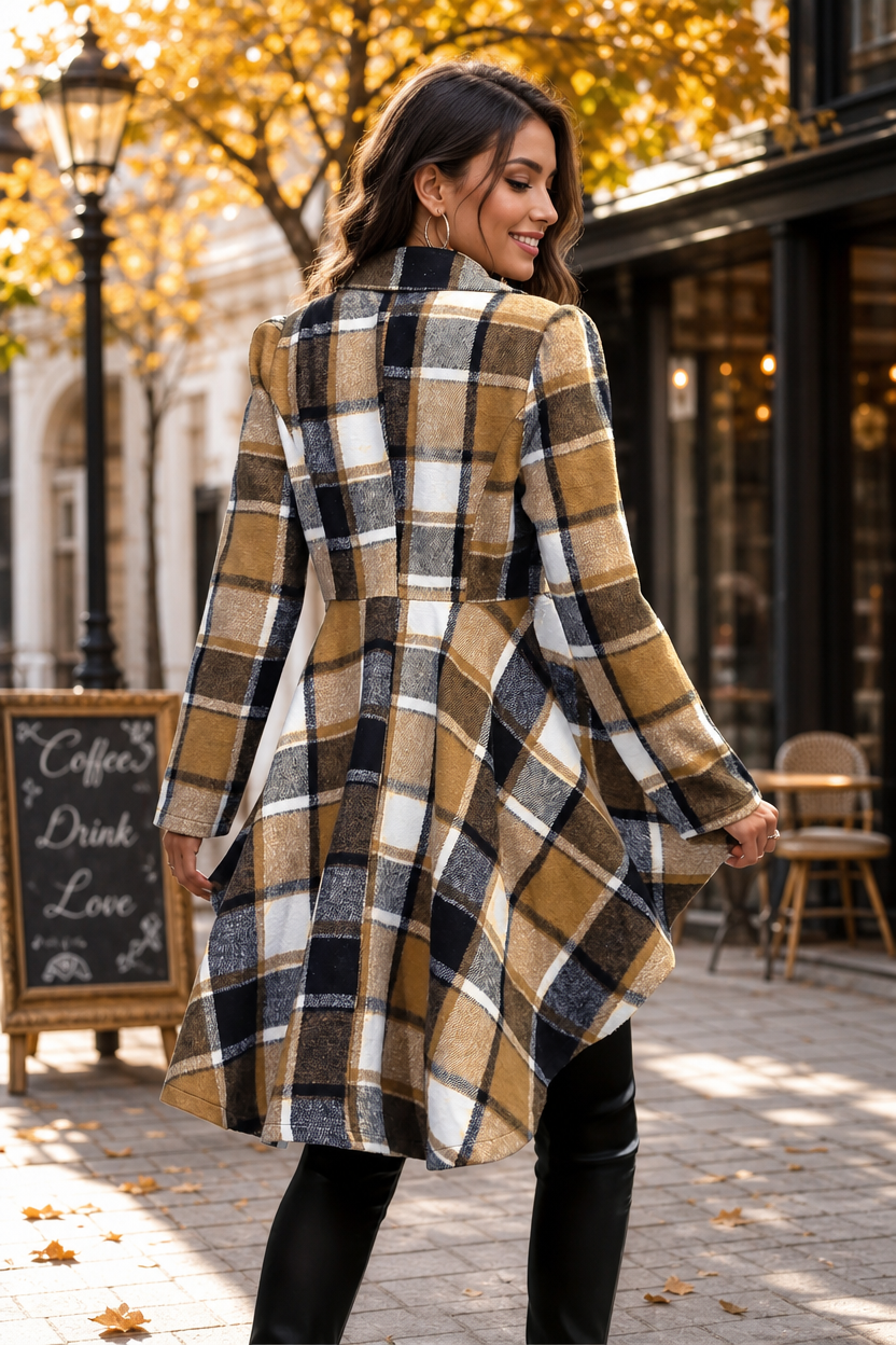 🌸🌸Women's Plaid High Low Hem Button Jacket 🧥🍂