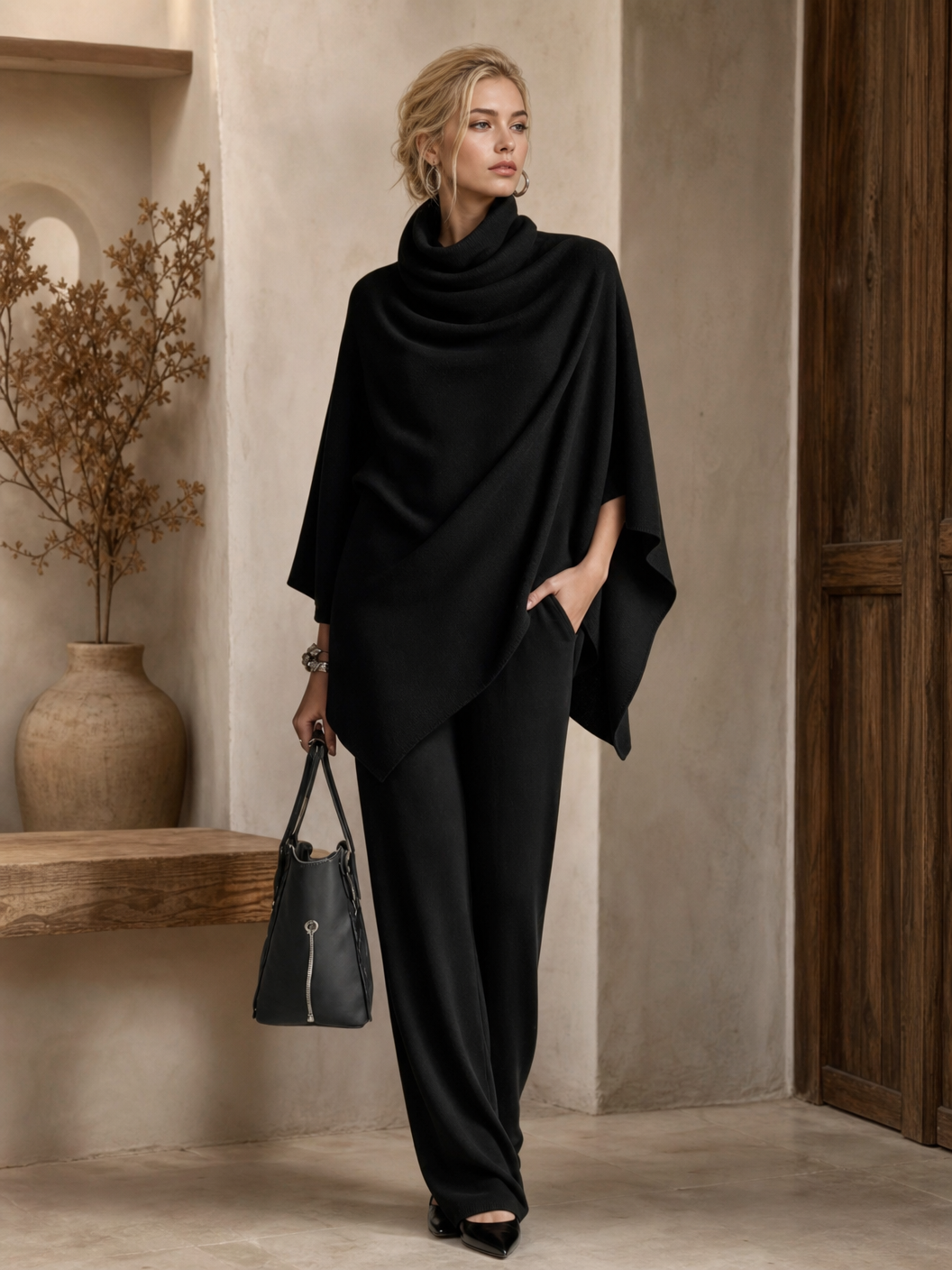🌸🌸💫New Arrival | Women's 2-Piece Cowl Neck Cape Pants Set 🔥