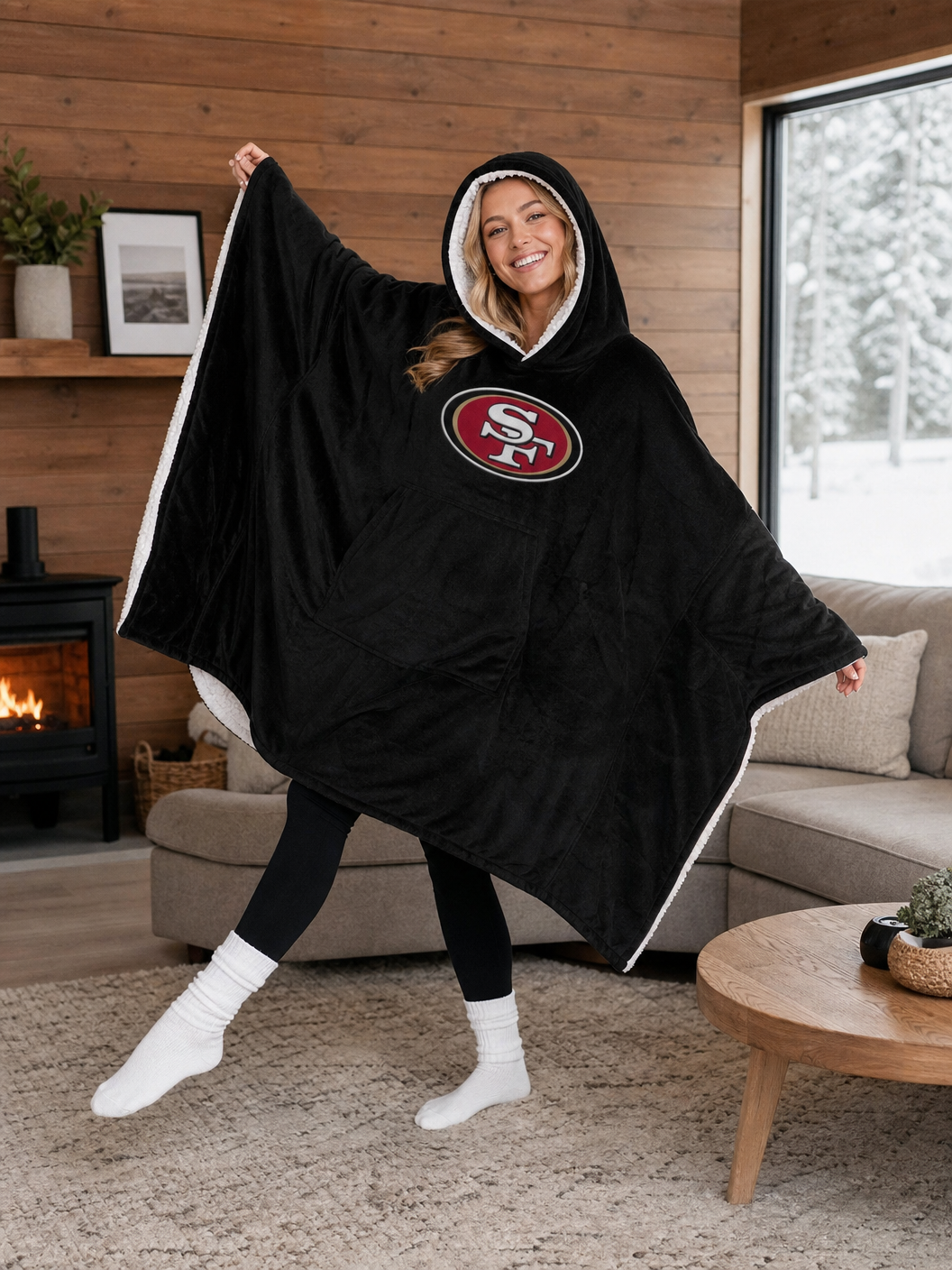 🌸🔥New Arrival🛌Wearable Hooded Blanket with Logo Patch, 60" x 80"🧶