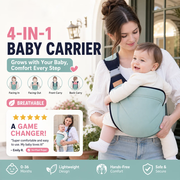 4-in-1 Breathable Baby Carrier – Comfortable Hands-Free Carrying for Parents