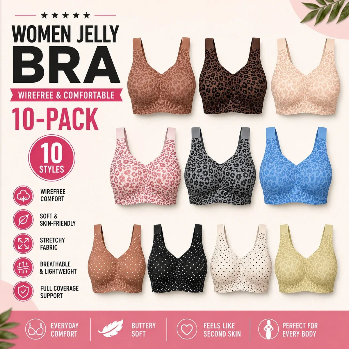 🤲⌛Limited-Time Offer - Women Jelly Bras Wirefree Full Coverage No Underwire