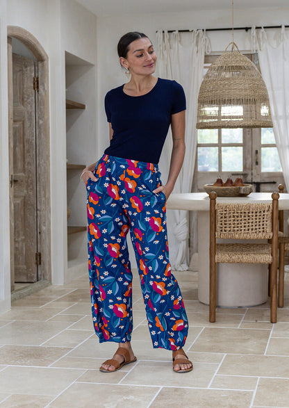 Women's Printed Wide Leg Pants | High Waist Boho Casual Trousers