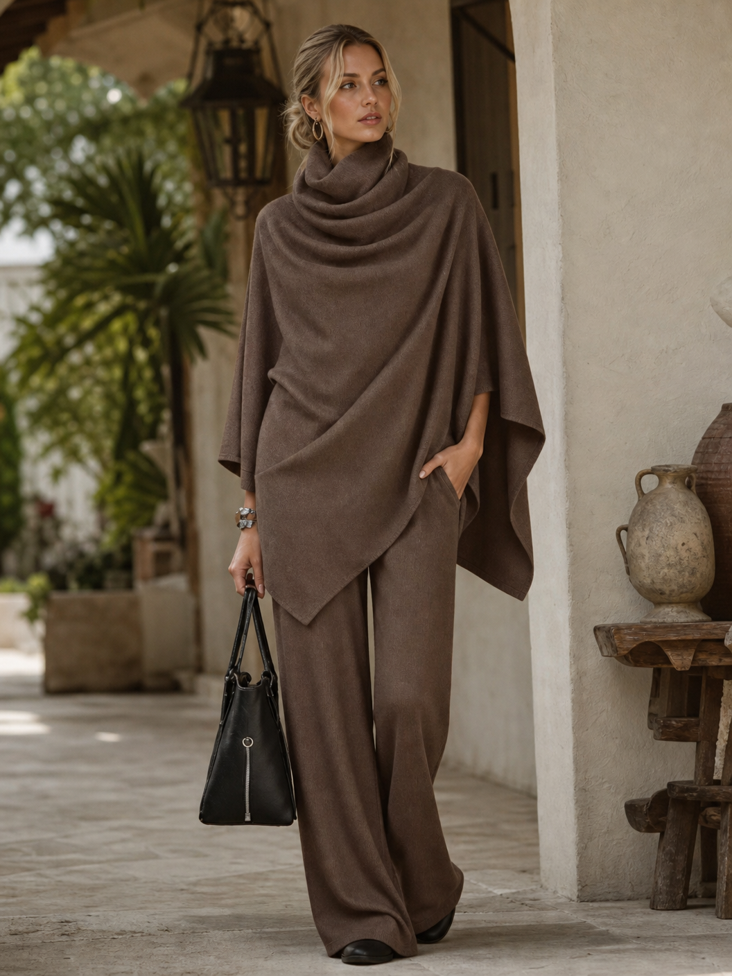 🌸🌸💫New Arrival | Women's 2-Piece Cowl Neck Cape Pants Set 🔥