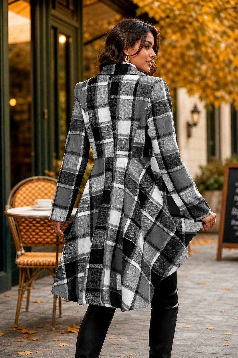 🌸🌸Women's Plaid High Low Hem Button Jacket 🧥🍂