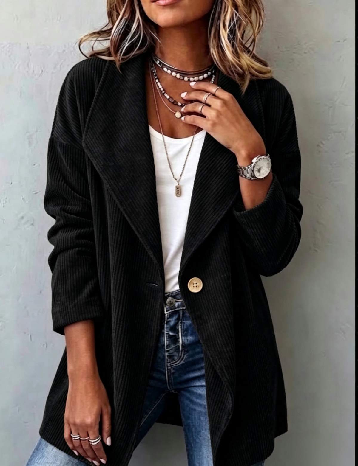 🤲LAST DAY SAVE 49% ⏰Single-button Corduroy Jacket With Oversized Lapels