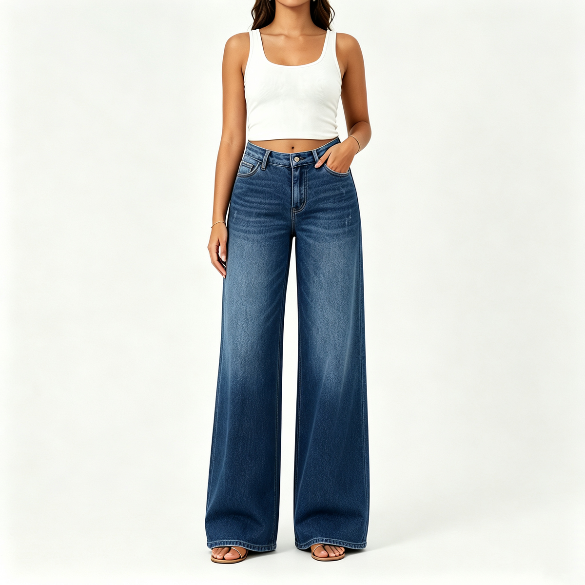 🤲Rise Baggy Stretchy Wide Leg Jeans