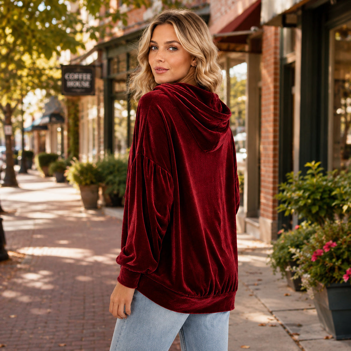 🤲🔥Limited-Time Promotion Women's Loose Velvet Drawstring Hoodie
