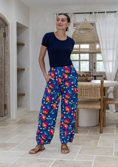 Women's Printed Wide Leg Pants | High Waist Boho Casual Trousers