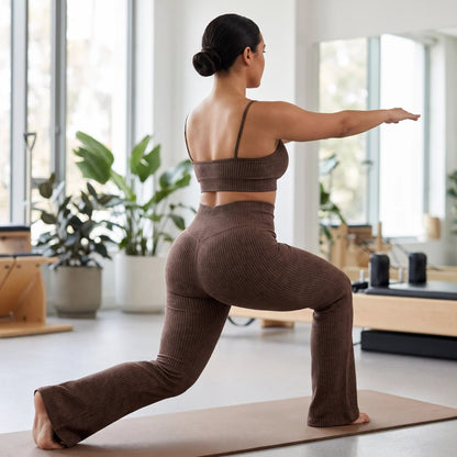 Women's High Waist Flared Leggings | Tummy Control Yoga Pants