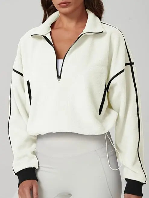💥Women's Half-Zip Sherpa Pullover - Cozy Fleece Long Sleeve Sweatshirt
