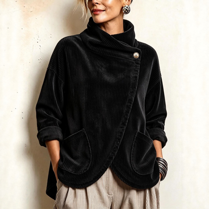 🤲LAST DAY SAVE 49% ⏰Cozy Asymmetric Button-Accented Corduroy Top