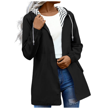 Women's Casual Waterproof Hooded Jacket | Lightweight Rain Windbreaker