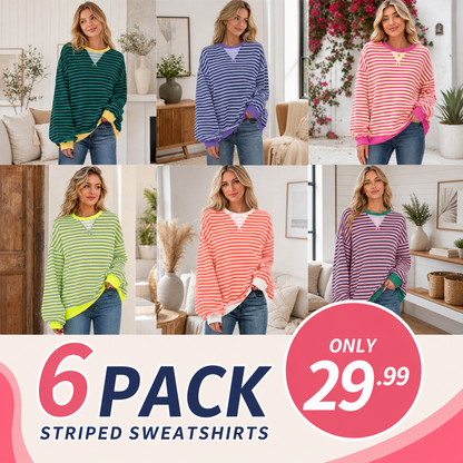 🌸🌸 Women Striped Oversized Pullover 🤎✨
