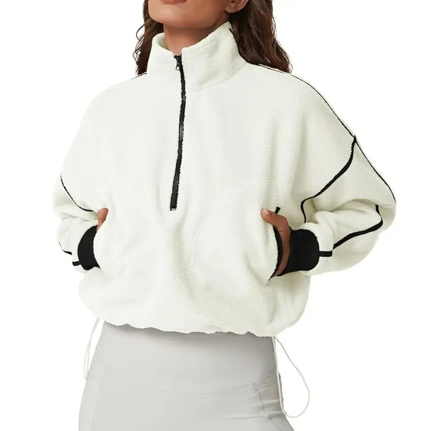 💥Women's Half-Zip Sherpa Pullover - Cozy Fleece Long Sleeve Sweatshirt