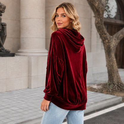 🤲🔥Limited-Time Promotion Women's Loose Velvet Drawstring Hoodie