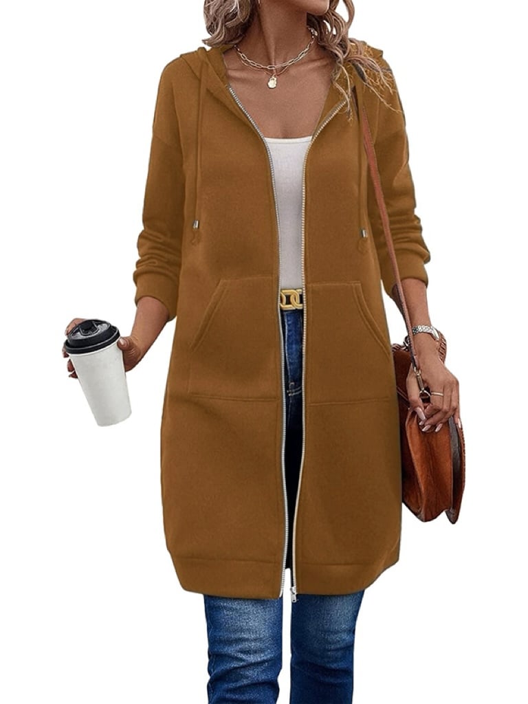 Women's Zip-Up Fleece Hoodie | Cozy Casual Hooded Sweatshirt Jacket
