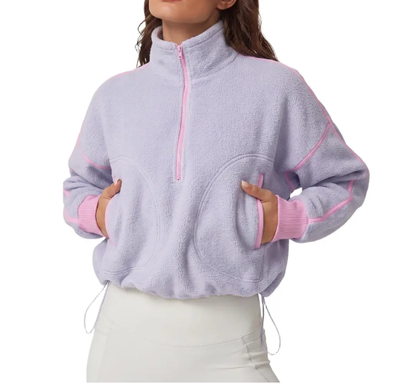 💥Women's Half-Zip Sherpa Pullover - Cozy Fleece Long Sleeve Sweatshirt