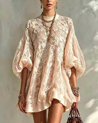 🤲LAST DAY SAVE 49% ⏰Stylish And Elegant Floral Lace Loose Mini Dress