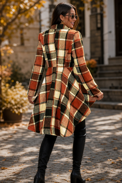 🌸🌸Women's Plaid High Low Hem Button Jacket 🧥🍂