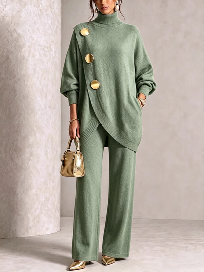 🤲 Elegant Knit Asymmetrical Button Set