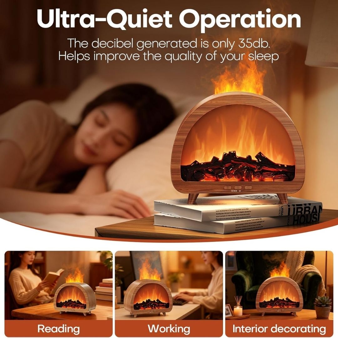 Cozy Fireplace Aroma Diffuser – Realistic Flame Effect & Relaxing Home Ambiance