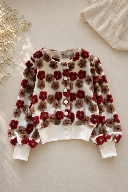 🌸🌸Chic Floral Jacquard Button Front Coat 🧥🌷
