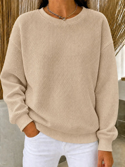 🤲CLEARANCE SALE🔥Women's Waffle Knit Crewneck Sweatshirt