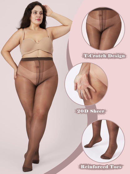 💥Special Offer | Women's Ultra Thin Sheer Tights - Plus Size Everyday Pantyhose