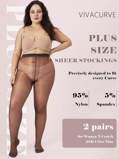 💥Special Offer | Women's Ultra Thin Sheer Tights - Plus Size Everyday Pantyhose
