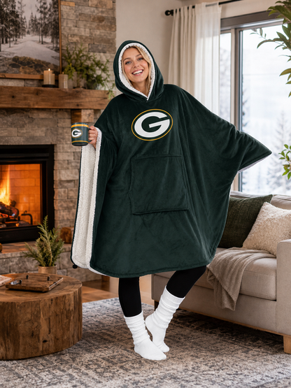 🌸🔥New Arrival🛌Wearable Hooded Blanket with Logo Patch, 60" x 80"🧶