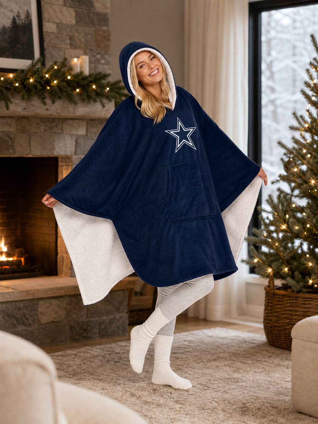 🌸🔥New Arrival🛌Wearable Hooded Blanket with Logo Patch, 60" x 80"🧶
