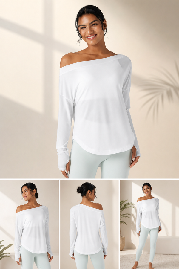 Hot Deal！🤍 One Shoulder Yoga Top with Built-in Bra ✨