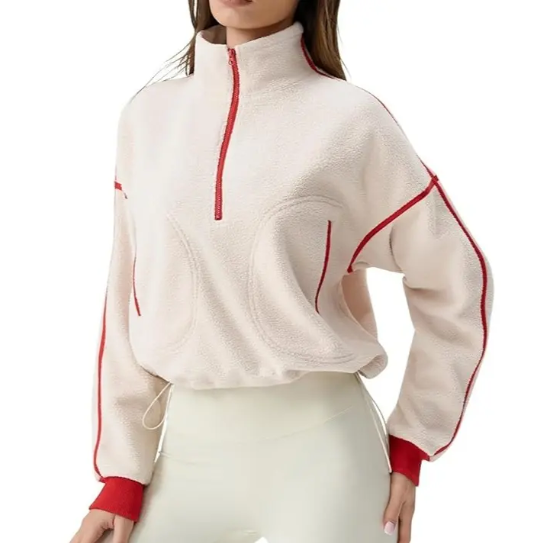 💥Women's Half-Zip Sherpa Pullover - Cozy Fleece Long Sleeve Sweatshirt