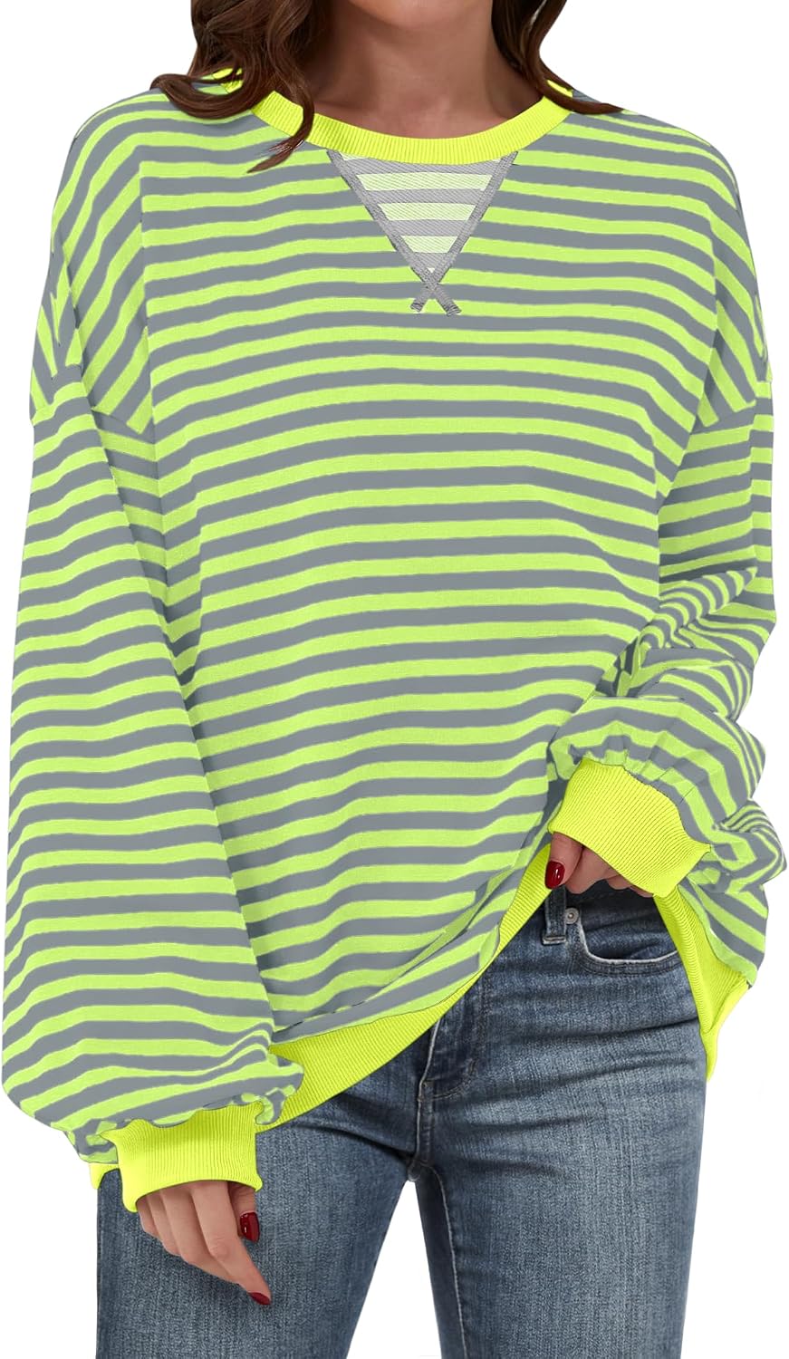 🌸🌸 Women Striped Oversized Pullover 🤎✨