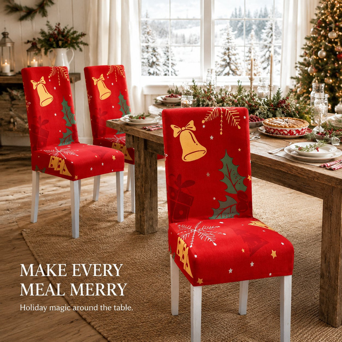 Christmas Dining Chair Covers – Stretch Holiday Chair Slipcovers