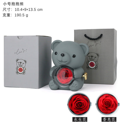 🧸 Rose Teddy Bear Jewelry Box with Necklace