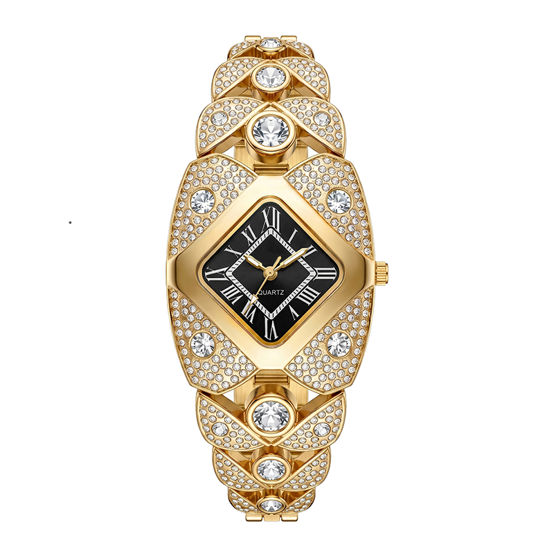 Crystal Bracelet Watch – Diamond-Shaped Dial