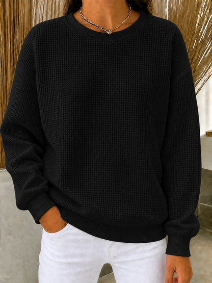 🤲CLEARANCE SALE🔥Women's Waffle Knit Crewneck Sweatshirt