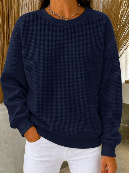 🤲CLEARANCE SALE🔥Women's Waffle Knit Crewneck Sweatshirt