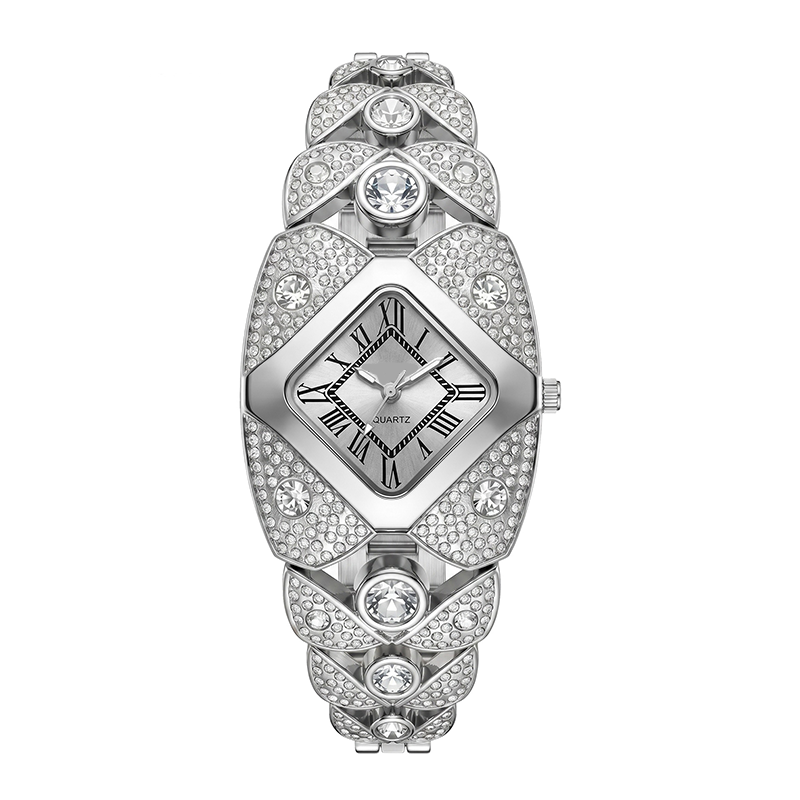 Crystal Bracelet Watch – Diamond-Shaped Dial