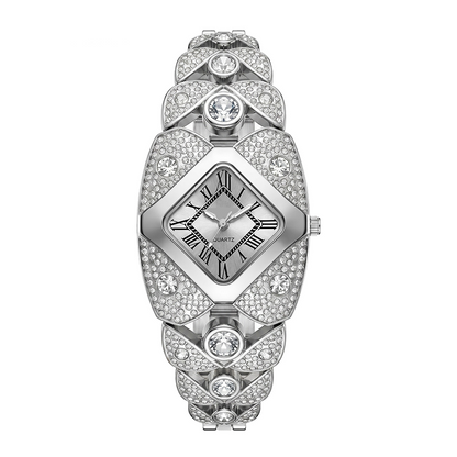 Crystal Bracelet Watch – Diamond-Shaped Dial