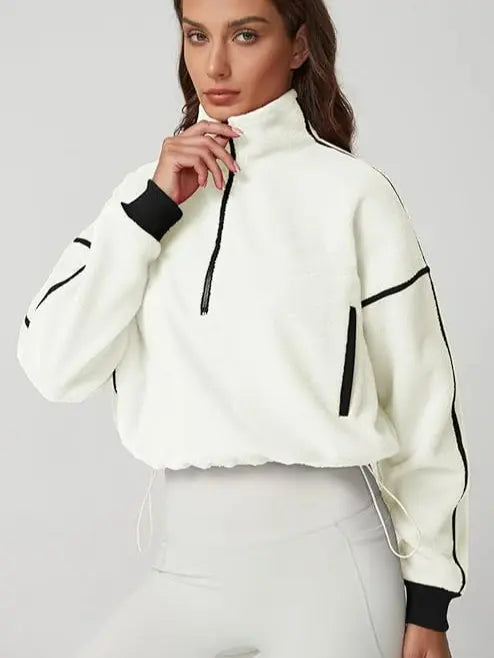 💥Women's Half-Zip Sherpa Pullover - Cozy Fleece Long Sleeve Sweatshirt