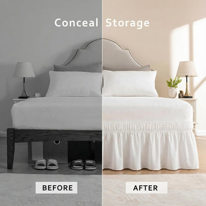 Adjustable Ruffle Bed Skirt – Easy Wrap-Around Elastic Design