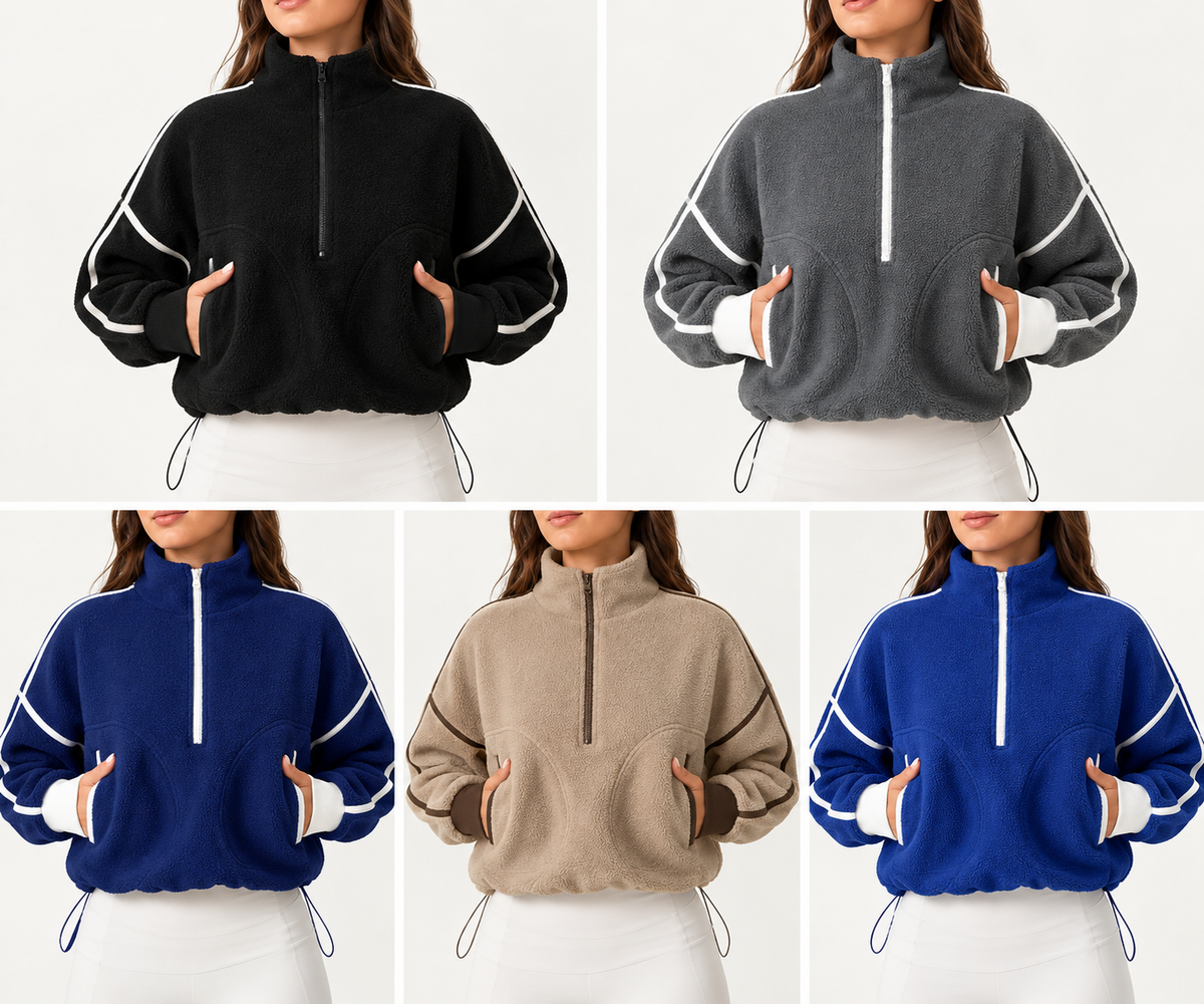 💥Women's Half-Zip Sherpa Pullover - Cozy Fleece Long Sleeve Sweatshirt