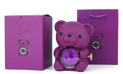 🧸 Rose Teddy Bear Jewelry Box with Necklace