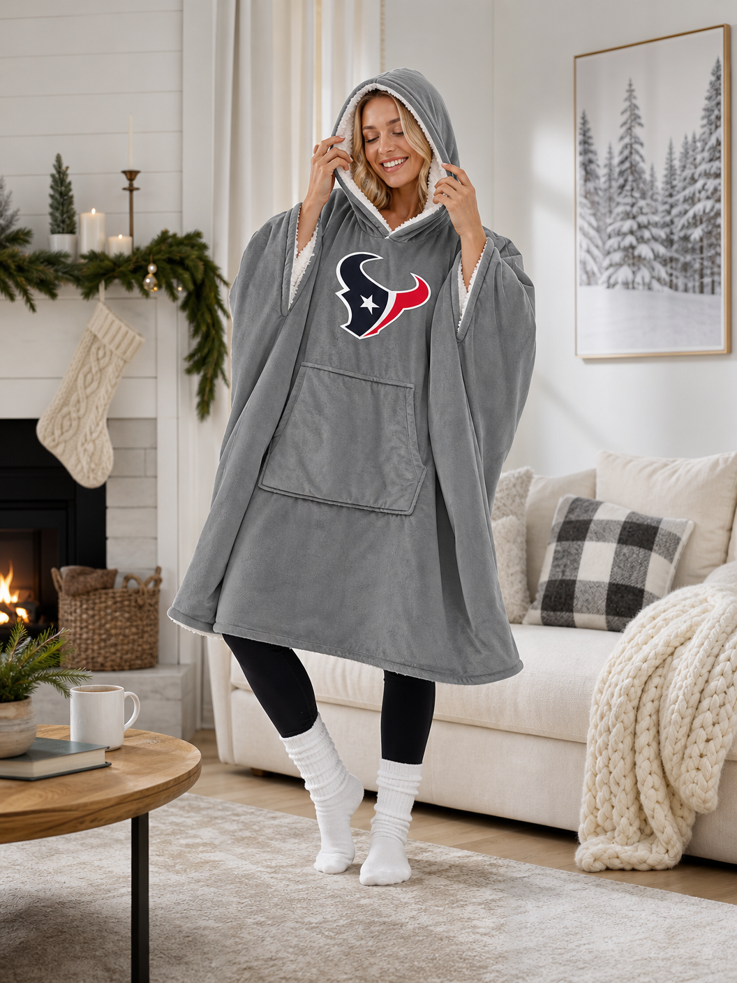 🌸🔥New Arrival🛌Wearable Hooded Blanket with Logo Patch, 60" x 80"🧶